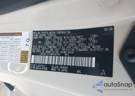 2008 Toyota Fj Cruiser z USA, uszkodzony, nr VIN JTEZU11F18K006924